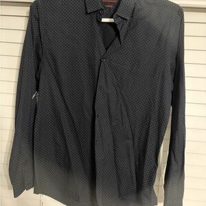 Zara Navy Slim Fit Shirt with White Dots